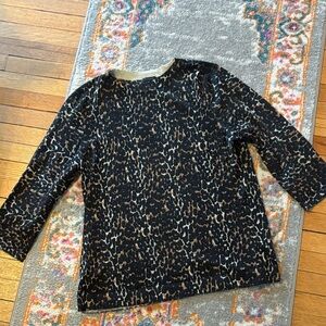Talbots Black and Tan Animal Print Sweater